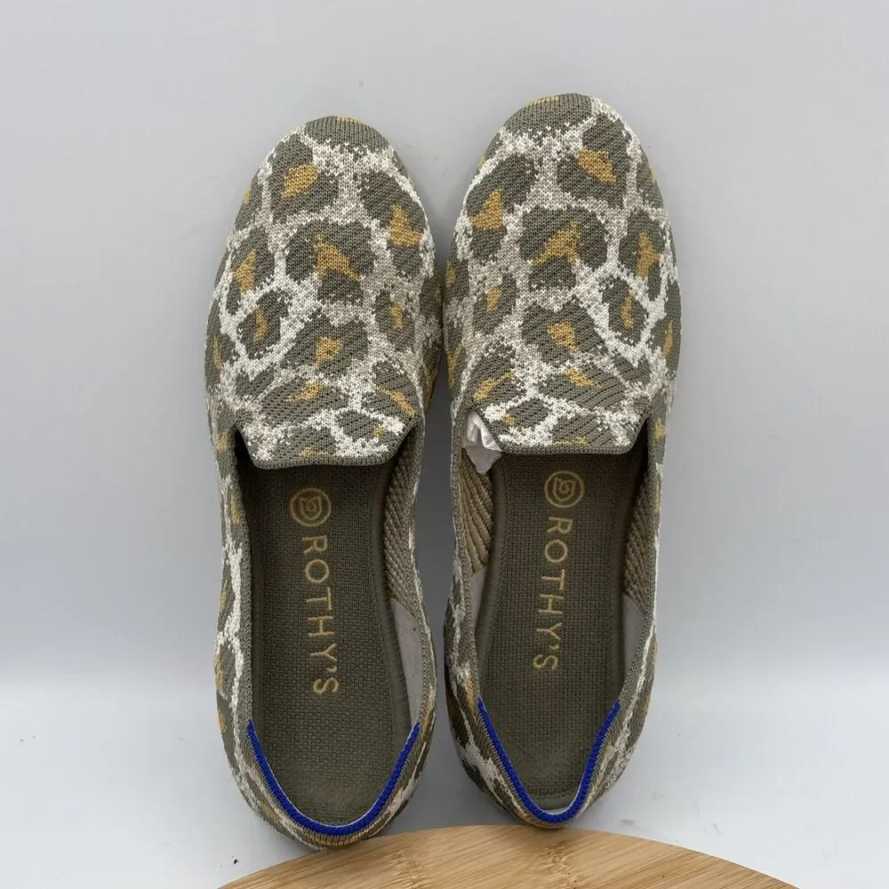 Rothy’s The Loafer Smoke Spot  Muted Leopard Print Knit Flats Women’s 10 Retired